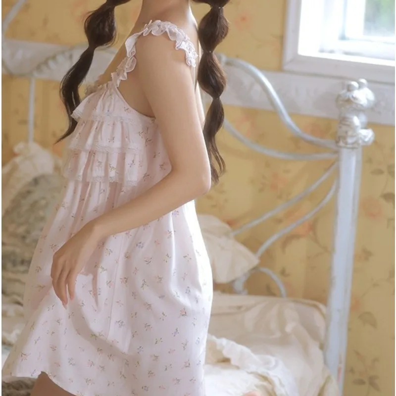 Small Floral Suspender Nightdress Sweet Cake Dress Cotton Silk Pajamas Bow Loungewear Pure Desire Girl Thin
Small Floral Suspender Nightdress Sweet Cake Dress Cotton Silk Pajamas Bow Loungewear Pure Desire Girl Thin