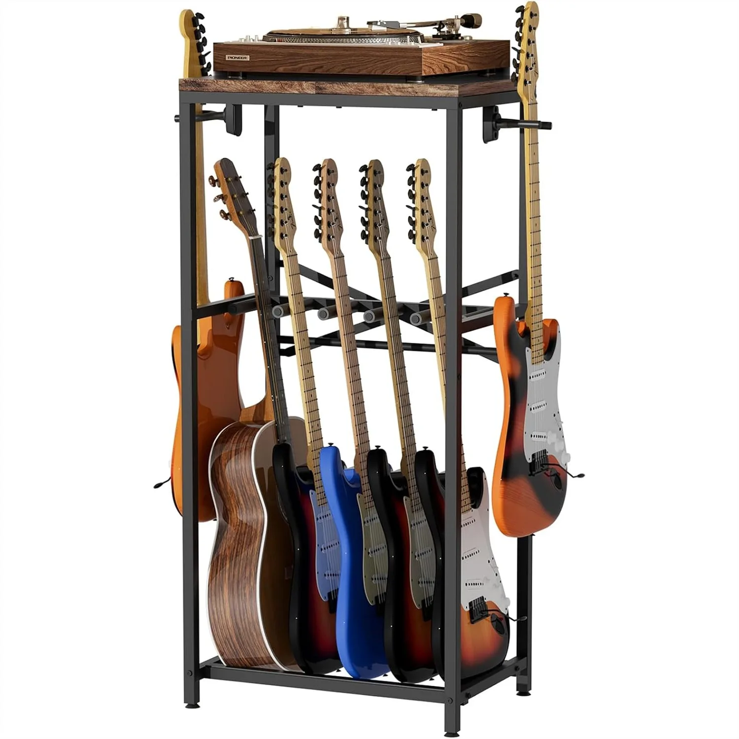 Rustic Guitar Stand for Multiple Guitars, Holds 5-7 Acoustic, Electric, Bass & Ukulele, Sturdy Metal Frame with 2 Hangers, Easy
Rustic Guitar Stand for Multiple Guitars, Holds 5-7 Acoustic, Electric, Bass & Ukulele, Sturdy Metal Frame with 2 Hangers, Easy