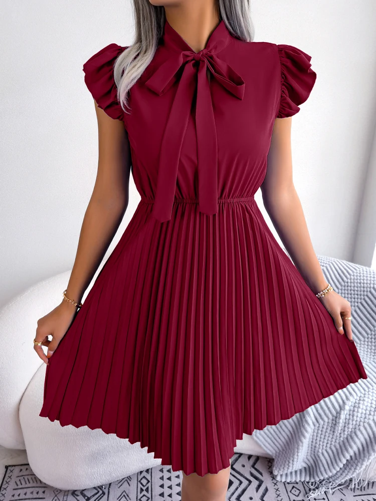 Short Dresses Women Summer Short Sleeve Dress Female Elegant Chic Pleated Dress Ladies Solid color Bow Lace Up Ruffles Vestidos
Short Dresses Women Summer Short Sleeve Dress Female Elegant Chic Pleated Dress Ladies Solid color Bow Lace Up Ruffles Vestidos
