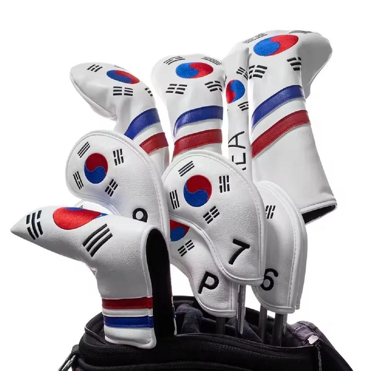 Korean Flag Golf Headcovers Set 4-9 ASPX 10PC Iron Cover+Driver/Fairway/UT/Putter-PU Leather Club Covers New Design
Korean Flag Golf Headcovers Set 4-9 ASPX 10PC Iron Cover+Driver/Fairway/UT/Putter-PU Leather Club Covers New Design