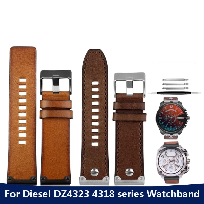 New Steel Reinforced Watch Strap For Diesel DZ4323 4318 Vintage Genuine Leather Watchband Men's Cowhide Bracelet 26mm
New Steel Reinforced Watch Strap For Diesel DZ4323 4318 Vintage Genuine Leather Watchband Men's Cowhide Bracelet 26mm