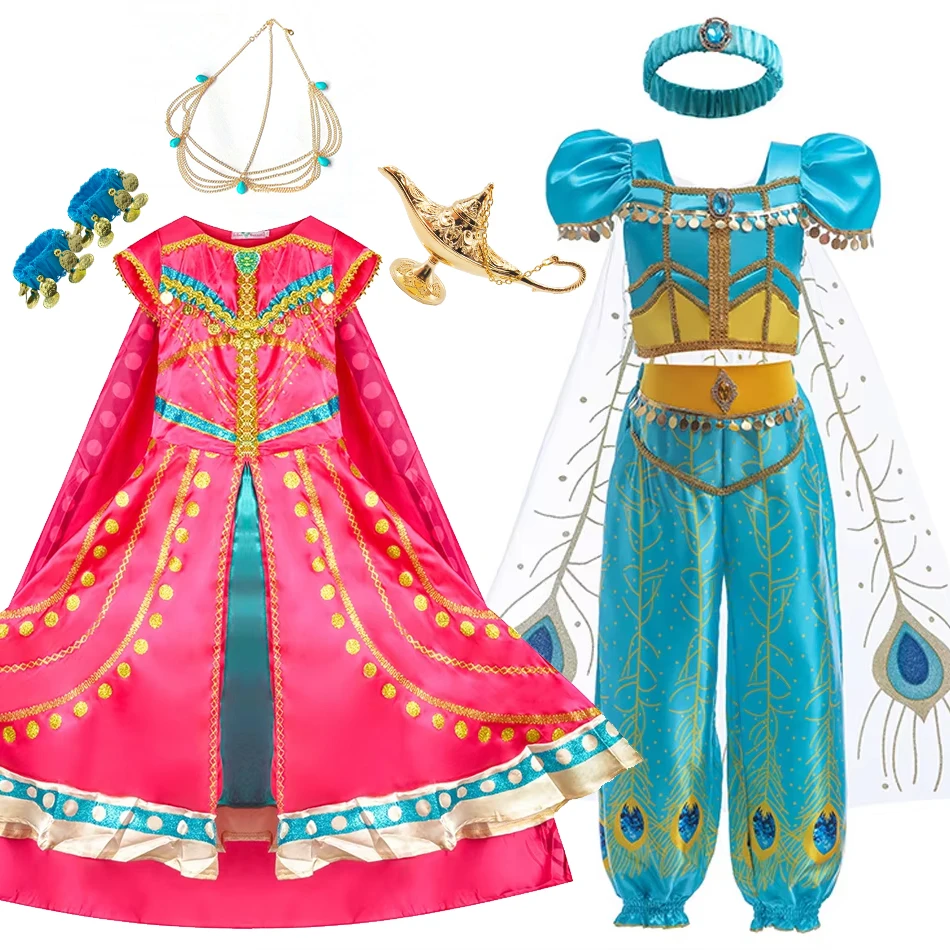Jasmine Cosplay Movie Princess Dress Girls Live Action Arab Traditional Costume Kids Luxury Tassel Halloween Frocks With Cloak
Jasmine Cosplay Movie Princess Dress Girls Live Action Arab Traditional Costume Kids Luxury Tassel Halloween Frocks With Cloak