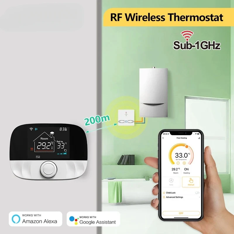 Thermostat Wifi RF Wireless Temperature Controller For Gas Boiler Water Heating Works With Alexa Google Home
Thermostat Wifi RF Wireless Temperature Controller For Gas Boiler Water Heating Works With Alexa Google Home