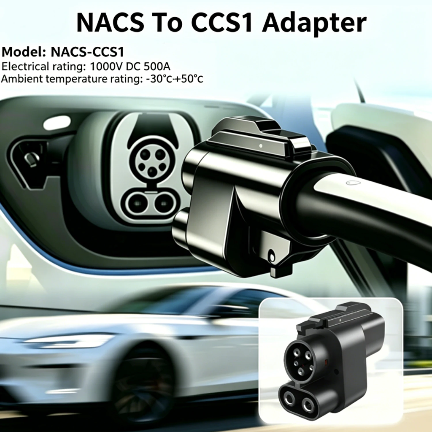 RIYS EV Charger Adapter NACS to CCS1 DC 500A MAX 1000V NACS to CCS Combo1 Car For GM For Rivian Electric Vehicle Connector
RIYS EV Charger Adapter NACS to CCS1 DC 500A MAX 1000V NACS to CCS Combo1 Car For GM For Rivian Electric Vehicle Connector