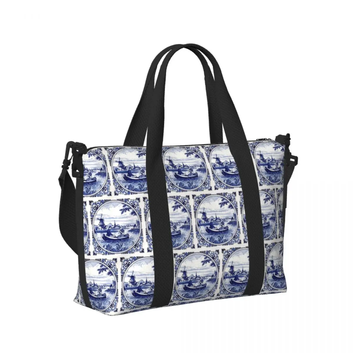 Dutch Blue Delft Windmill Church And Sailboats Beach Travel Bag Tote Bags for Gym Sport Women Shopping Duffle Shoulder Bag
Dutch Blue Delft Windmill Church And Sailboats Beach Travel Bag Tote Bags for Gym Sport Women Shopping Duffle Shoulder Bag