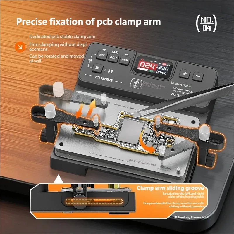 YCS-CH898 Divine Dragon Flame Heating Station 40-260°C for Mobile Phone Repair Motherboard PCB Chips Heating Desoldering Tool
YCS-CH898 Divine Dragon Flame Heating Station 40-260°C for Mobile Phone Repair Motherboard PCB Chips Heating Desoldering Tool