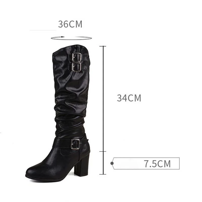ORCHA LISA Luxury Women's Knee High Boots Round Toe 7.5cm Chunky Heel Zipper Belt Buckle Plus Size 50-52 Pleated Vintage Daily
ORCHA LISA Luxury Women's Knee High Boots Round Toe 7.5cm Chunky Heel Zipper Belt Buckle Plus Size 50-52 Pleated Vintage Daily
