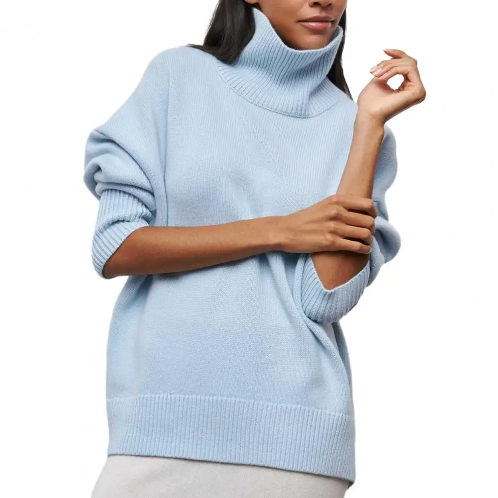 Women Autumn Winter Sweater High Collar Neck Protection Solid Color Thick Soft Warm Loose Knitted Casual Elastic Pullover Top
Women Autumn Winter Sweater High Collar Neck Protection Solid Color Thick Soft Warm Loose Knitted Casual Elastic Pullover Top
