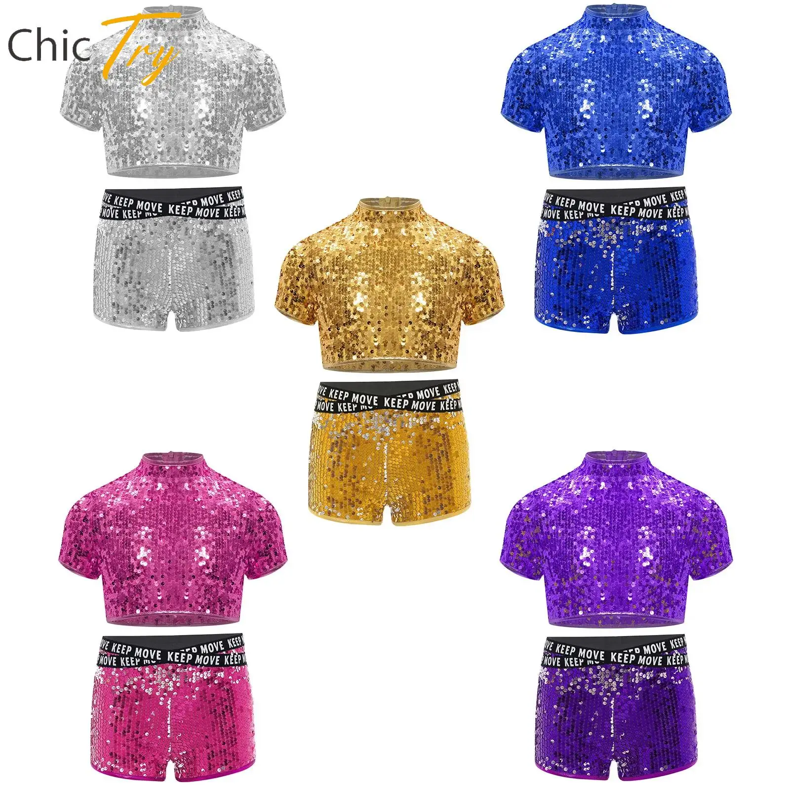 Teen Girls Cheerleading Uniform Set Sparkly Sequins Latin Jazz Modern Dance Dancewear Short Sleeve Crop Top+Cross V-Front Shorts
Teen Girls Cheerleading Uniform Set Sparkly Sequins Latin Jazz Modern Dance Dancewear Short Sleeve Crop Top+Cross V-Front Shorts