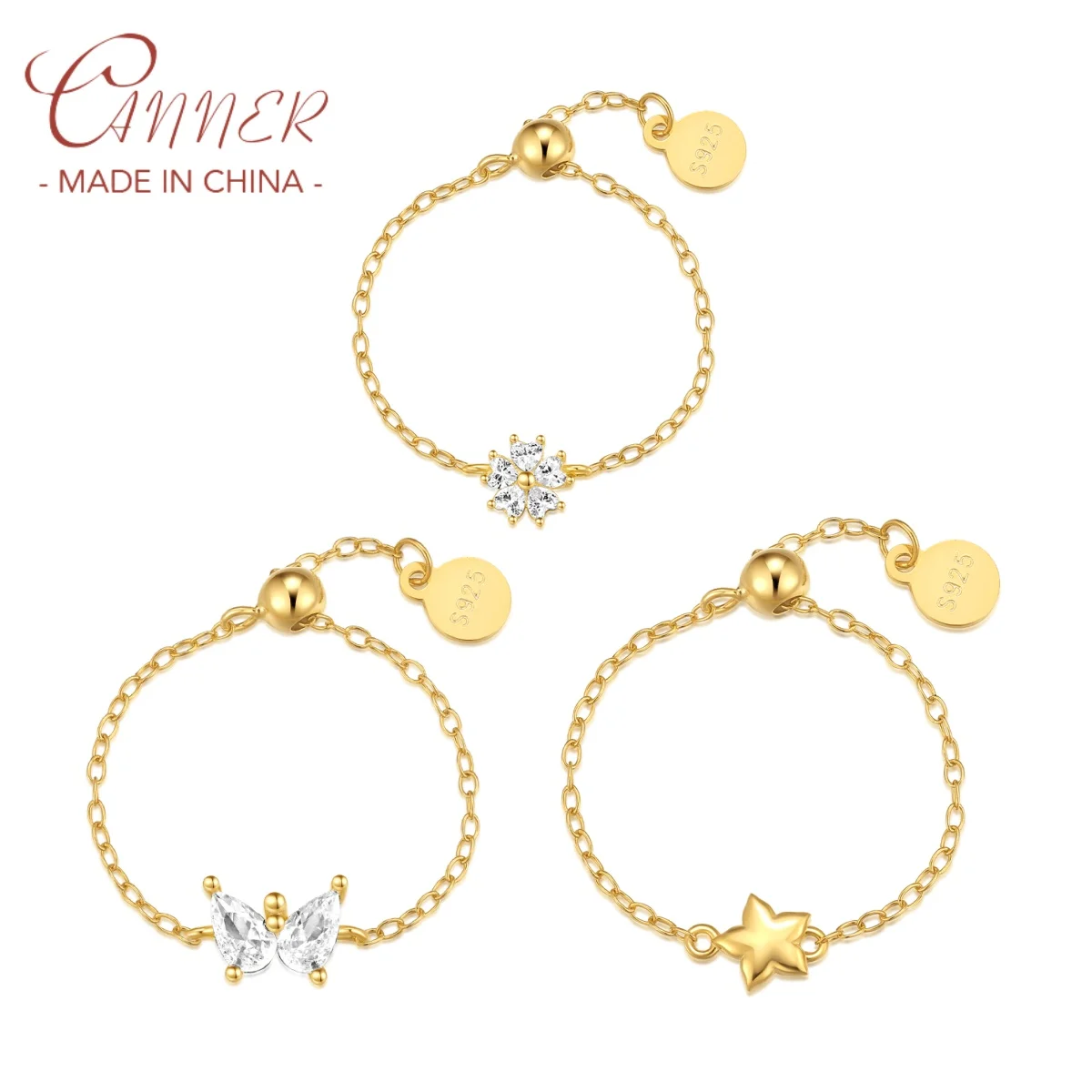 CANNER 925 Silver Heart-Shaped Zircon Five Petal Flower Ring For Women 18K Gold Butterfly Smooth Pentagram Fine Jewelry Ins Gift
CANNER 925 Silver Heart-Shaped Zircon Five Petal Flower Ring For Women 18K Gold Butterfly Smooth Pentagram Fine Jewelry Ins Gift
