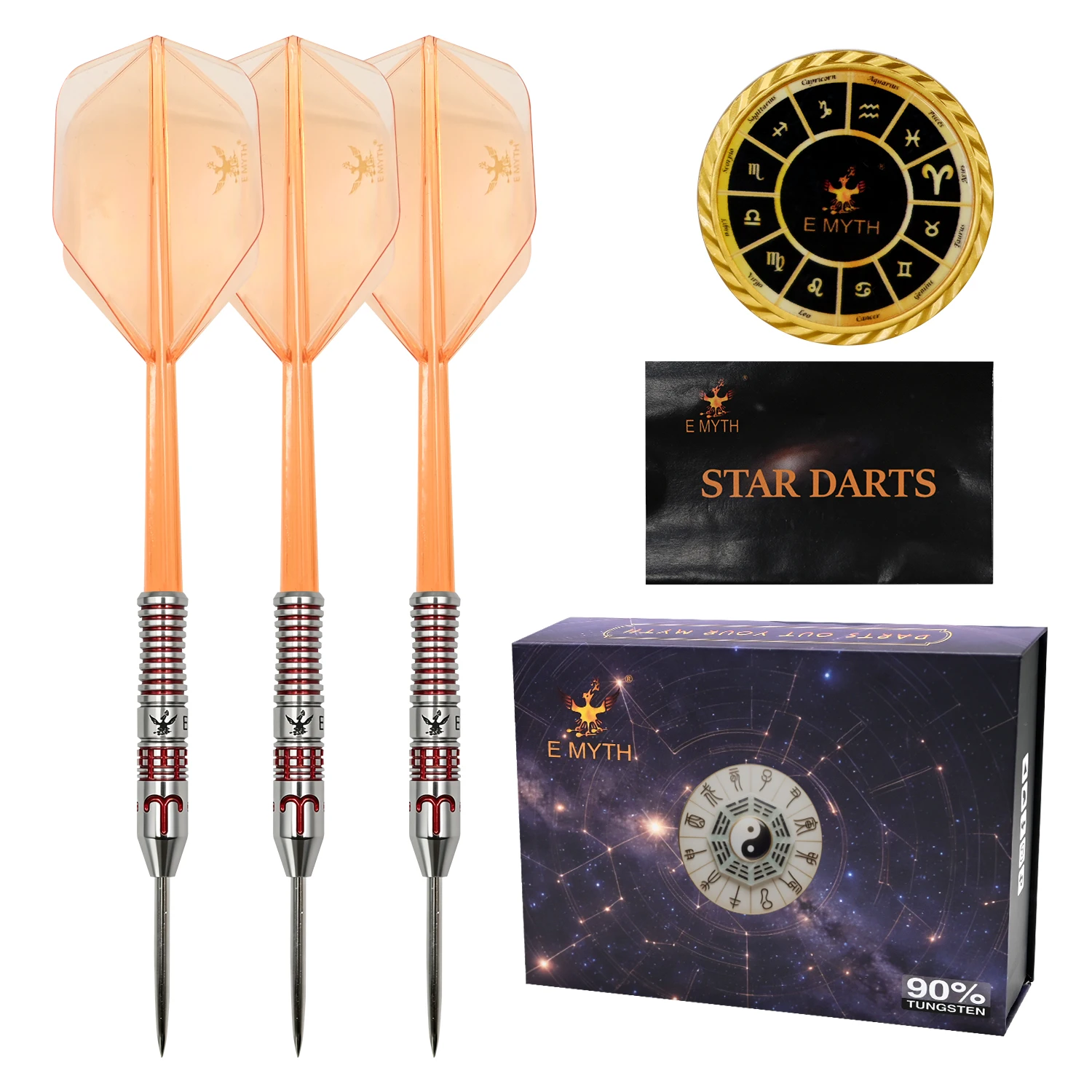 E MYTH Aries(Ling) 3 Pcs/Set Silver and Red Darts 90% Tungsten Steel Darts and Soft Darts for Competition
E MYTH Aries(Ling) 3 Pcs/Set Silver and Red Darts 90% Tungsten Steel Darts and Soft Darts for Competition