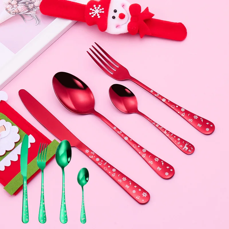 Stainless steel Western tableware Merry Christmas creative knife, fork and spoon four-piece set, Christmas series tableware set
Stainless steel Western tableware Merry Christmas creative knife, fork and spoon four-piece set, Christmas series tableware set