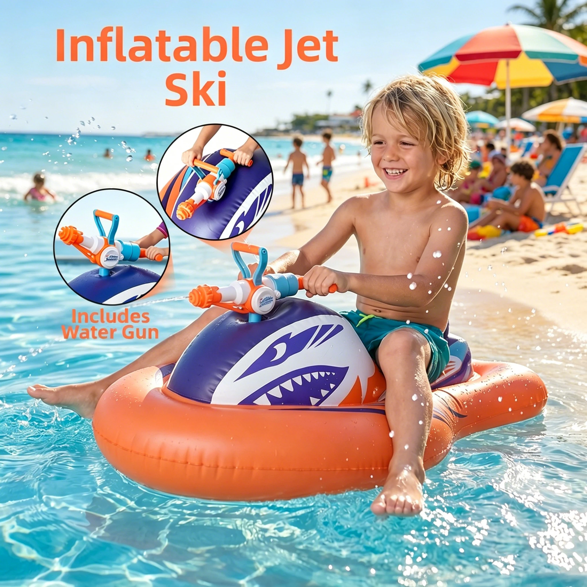 Inflatable Jet Ski with Water Gun Thickened PVC Water Floating Ride On Boat Portable Summer Water Play Toy for Kids Pool Lake
Inflatable Jet Ski with Water Gun Thickened PVC Water Floating Ride On Boat Portable Summer Water Play Toy for Kids Pool Lake