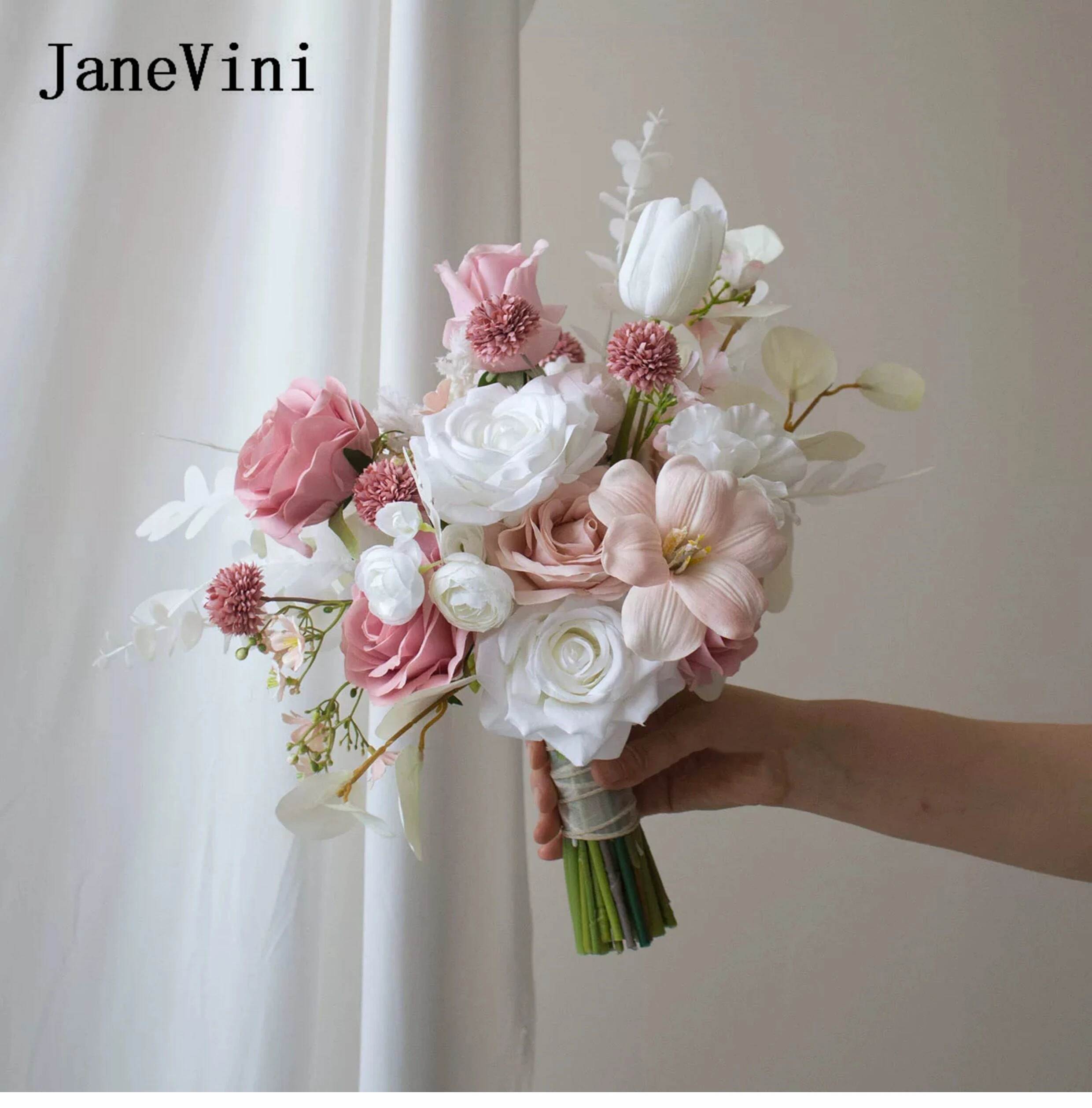 JaneVini European Flowers Wedding Bouquet for Bride Dusty Pink White Roses Artificial Bridal Hand Bouquet Mariage brautstrauß
JaneVini European Flowers Wedding Bouquet for Bride Dusty Pink White Roses Artificial Bridal Hand Bouquet Mariage brautstrauß
