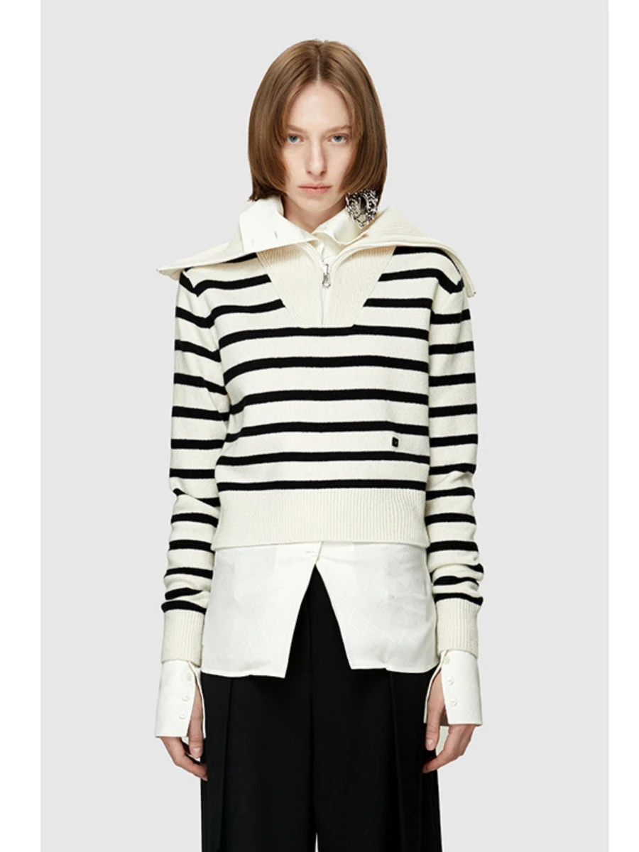 Женский вязаный шерстяной свитер Low Classic Preppy с молнией, свободный крой, длинный рукав, в полоску, зимний, повседневный трикотаж
Женский вязаный шерстяной свитер Low Classic Preppy с молнией, свободный крой, длинный рукав, в полоску, зимний, повседневный трикотаж