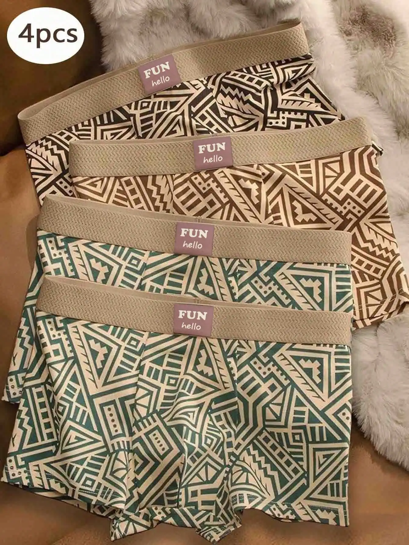 4pcs Men's Boxer Shorts Retro Geometric Print Soft Stretch Elastic Waist Daily Wear
4pcs Men's Boxer Shorts Retro Geometric Print Soft Stretch Elastic Waist Daily Wear