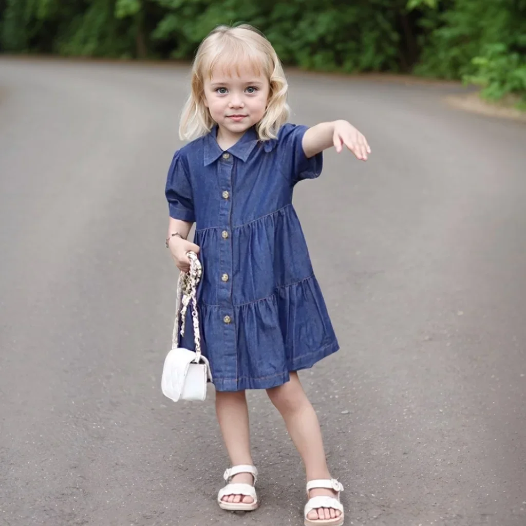 Fashion Baby Girls Dress 2-8 Years Toddler Baby Dress Clothing Kids Summer Short Sleeve Casual Denim Solid Princess Tops Dresses
Fashion Baby Girls Dress 2-8 Years Toddler Baby Dress Clothing Kids Summer Short Sleeve Casual Denim Solid Princess Tops Dresses