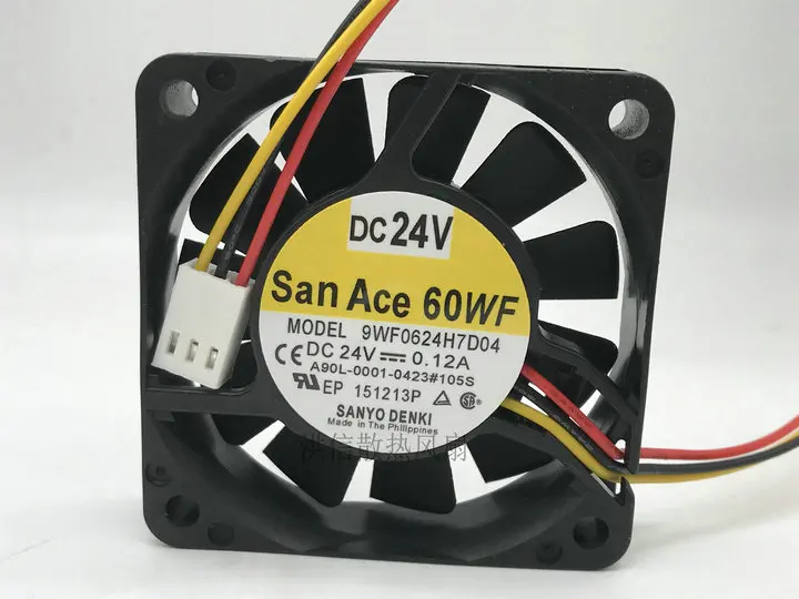 SANYO DENKI 9WF0624H7D04 A90L-0001-0423#105S DC 24V 0.12A 60x60x15mm 3-Wire Cooling Fan
SANYO DENKI 9WF0624H7D04 A90L-0001-0423#105S DC 24V 0.12A 60x60x15mm 3-Wire Cooling Fan