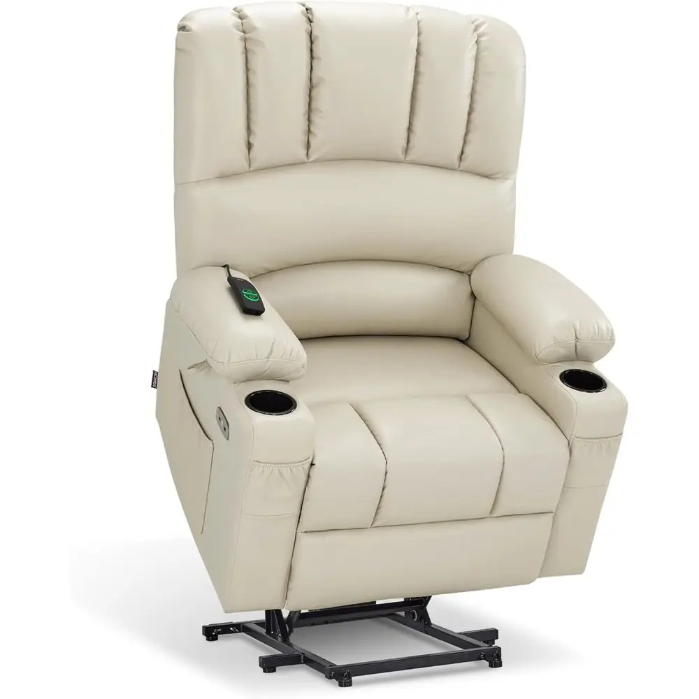 Elderly-Friendly Recliner with Heat, Massage, USB Ports, Cup Holders, Cream White Leather Chair
Elderly-Friendly Recliner with Heat, Massage, USB Ports, Cup Holders, Cream White Leather Chair
