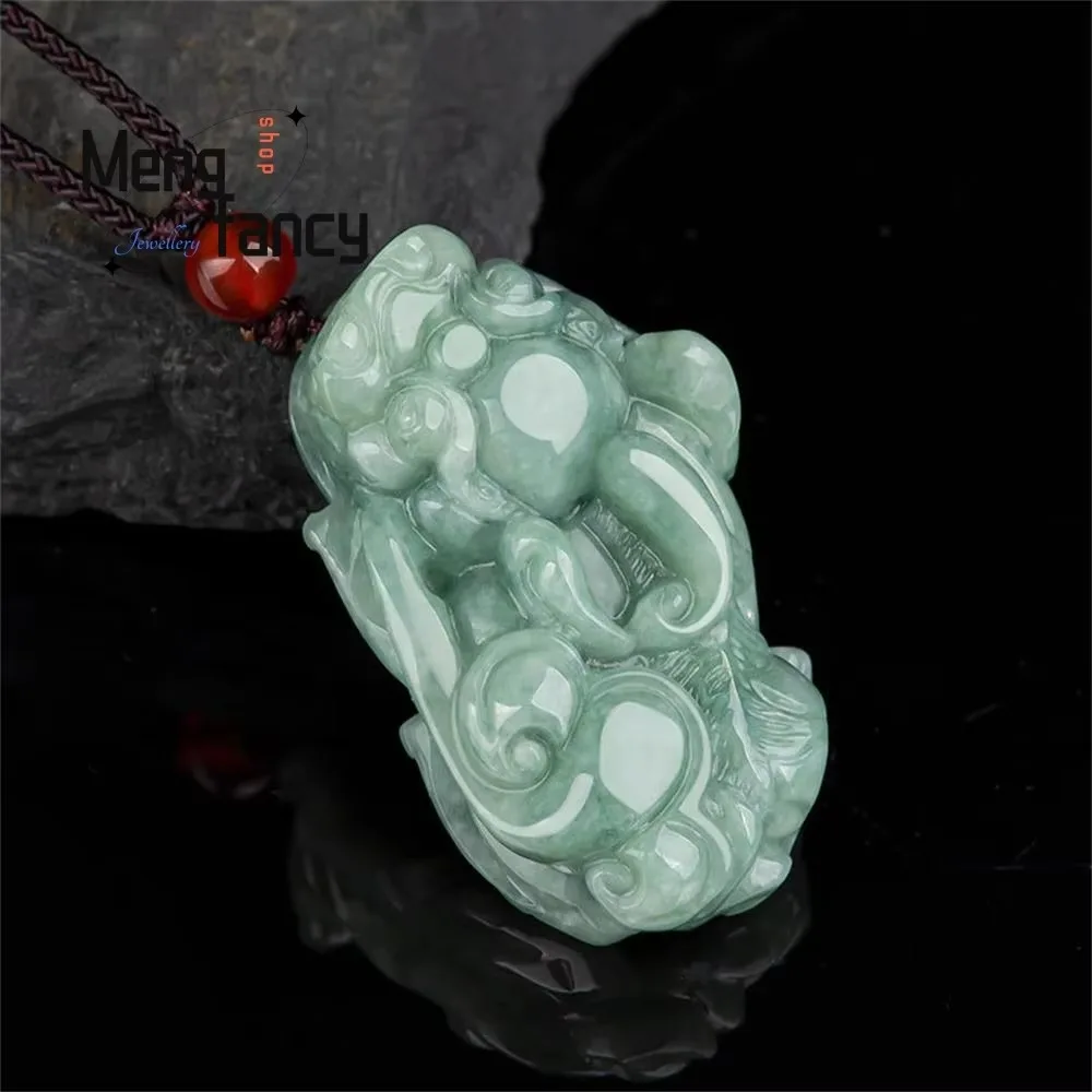 Natural A-goods Jadeite Bean Green Ruyi Pixiu Jade Pendant Best Selling Handicraft Fashion Luxury Quality Jewelry Holiday Gift
Natural A-goods Jadeite Bean Green Ruyi Pixiu Jade Pendant Best Selling Handicraft Fashion Luxury Quality Jewelry Holiday Gift