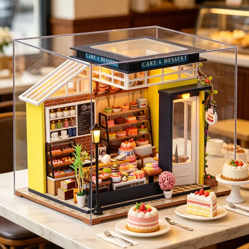 Dessert Shop DIY Miniature Dollhouse Kit with LED Light 3D Wooden Puzzle Building Kit Full Bakery Furniture Creative Craft Gifts
Dessert Shop DIY Miniature Dollhouse Kit with LED Light 3D Wooden Puzzle Building Kit Full Bakery Furniture Creative Craft Gifts