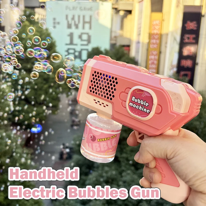 Handheld Electric Bubbles Gun with Light Soap Blowing Bubble Blower Machine Outdoor Wedding Party Toys for Children Kid Boy Gift
Handheld Electric Bubbles Gun with Light Soap Blowing Bubble Blower Machine Outdoor Wedding Party Toys for Children Kid Boy Gift