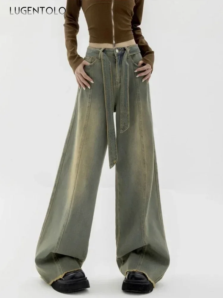 Women Denim Wide-leg Pants Jeans Fashion Solid Bleached Loose Female Street Lace-up Vintage New Long Casual Trousers
Women Denim Wide-leg Pants Jeans Fashion Solid Bleached Loose Female Street Lace-up Vintage New Long Casual Trousers