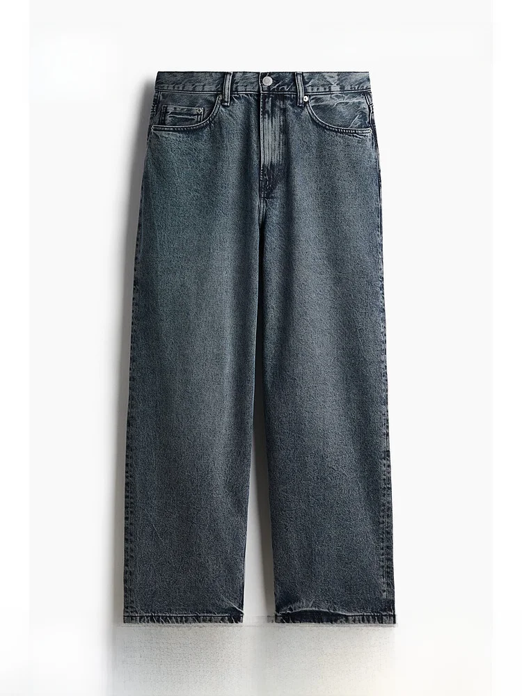 H&M Men's Vintage Washed Cotton Loose Fit Jeans Casual mid Waist Zipper Closure Spring Autumn Loose Flared Pants
H&M Men's Vintage Washed Cotton Loose Fit Jeans Casual mid Waist Zipper Closure Spring Autumn Loose Flared Pants
