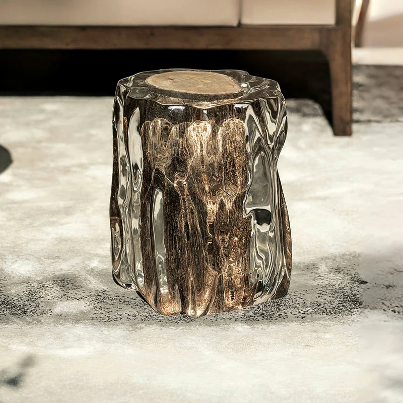 Solid wood pier log weathered tree stump living room side few transparent resin tea room table stool
Solid wood pier log weathered tree stump living room side few transparent resin tea room table stool