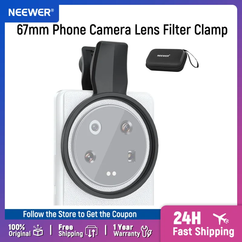 NEEWER 67mm Phone Camera Lens Filter Clamp, Adjustable Threaded Filter Clip Mount For Samsung Galaxy Google Pixel Huawei Xiaomi
NEEWER 67mm Phone Camera Lens Filter Clamp, Adjustable Threaded Filter Clip Mount For Samsung Galaxy Google Pixel Huawei Xiaomi