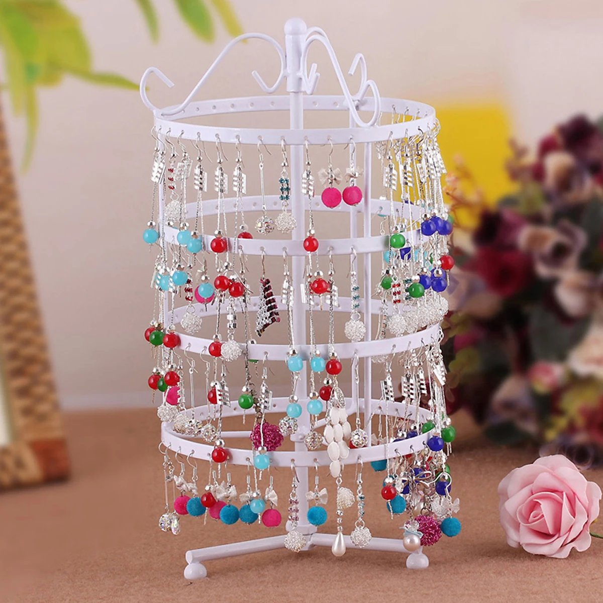 Earring Display Stand 4 Tier 144 Holes for 72 Pairs Rotating Metal Jewelry Rack Vintage Home Store Earring Holder
Earring Display Stand 4 Tier 144 Holes for 72 Pairs Rotating Metal Jewelry Rack Vintage Home Store Earring Holder