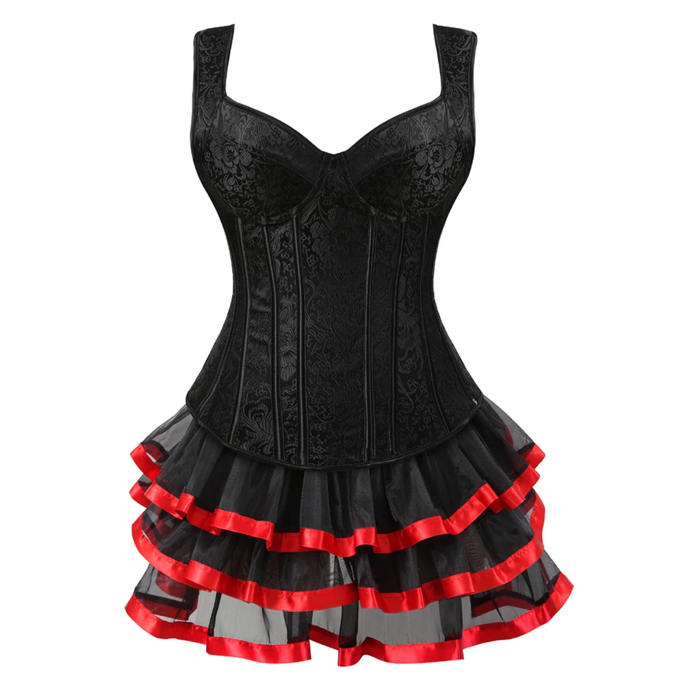 Gothic Straps Corset Dresses for Women Nsemble Femme 2 Pièces Outfit Kleid Sets Damen Elegant Top Basque Party Formal Dress
Gothic Straps Corset Dresses for Women Nsemble Femme 2 Pièces Outfit Kleid Sets Damen Elegant Top Basque Party Formal Dress
