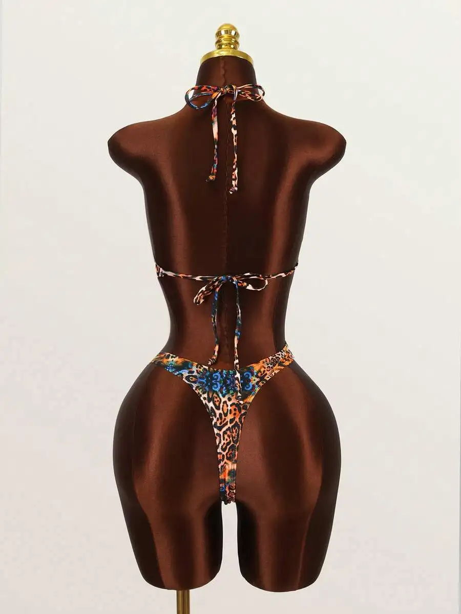 Women Leopard Print Halter Tie Bikini Set Beach Swimwear Summer
Women Leopard Print Halter Tie Bikini Set Beach Swimwear Summer