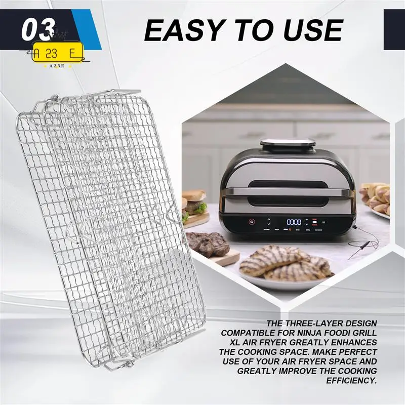 A23E-Air Fryer Rack For Ninja Foodi Grill XL Air Fryer, Multi-Layer Dehydrator Rack Toast Rack Air Fryer Accessories
A23E-Air Fryer Rack For Ninja Foodi Grill XL Air Fryer, Multi-Layer Dehydrator Rack Toast Rack Air Fryer Accessories