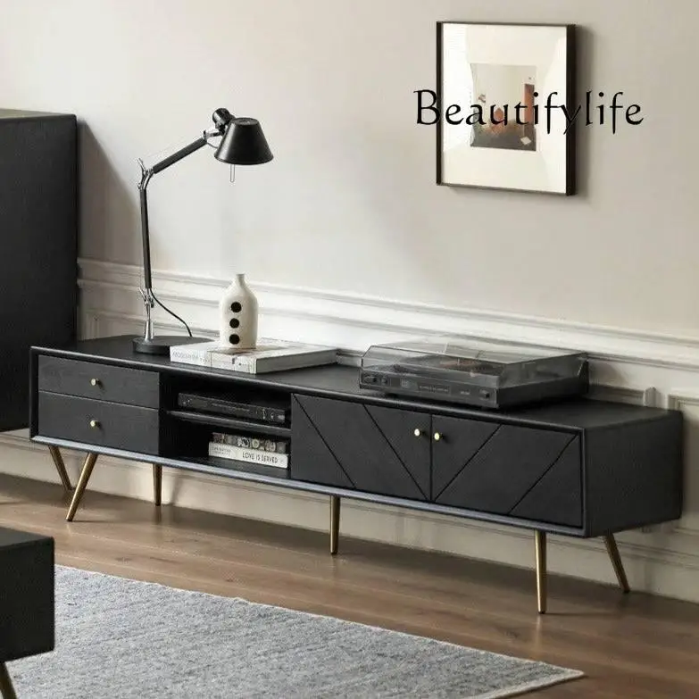Nordic black solid wood TV cabinet living room retro light luxury style simple TV cabinet log
Nordic black solid wood TV cabinet living room retro light luxury style simple TV cabinet log