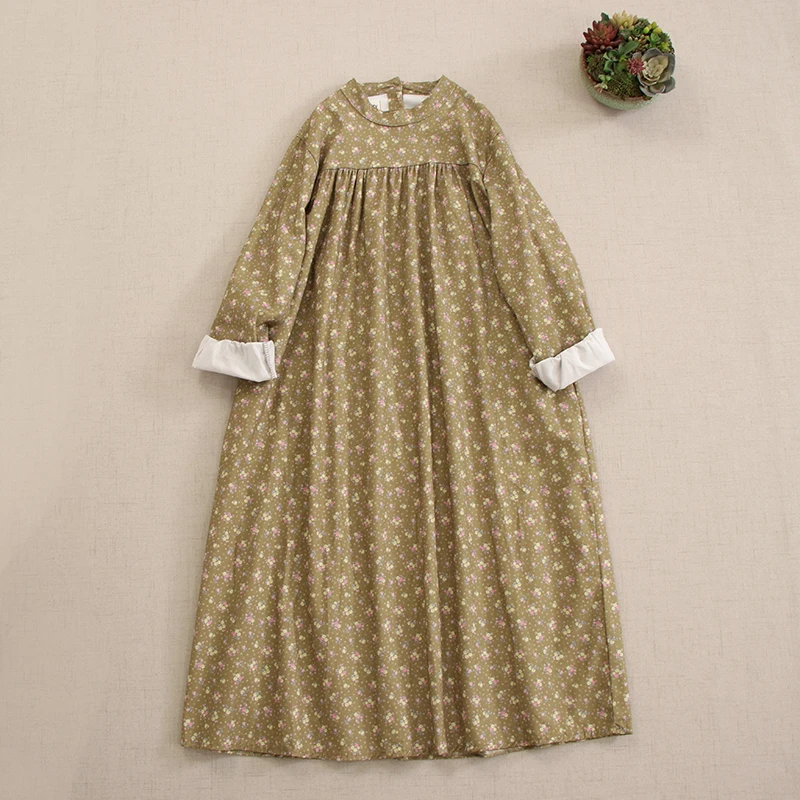 Women's Sweet Mori Girl Vintage Floral Printed 100% Cotton Dress Japan Style Autumn Stand Collar Long Sleeve Loose Midi Dresses
Women's Sweet Mori Girl Vintage Floral Printed 100% Cotton Dress Japan Style Autumn Stand Collar Long Sleeve Loose Midi Dresses
