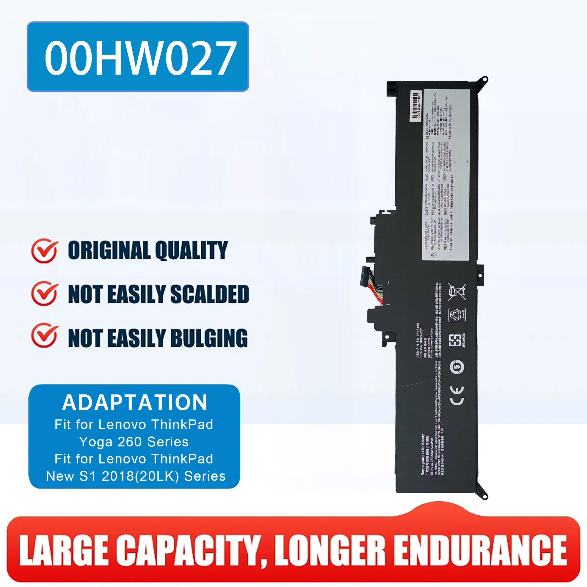 NEW Replacement 00HW027 Laptop Battery For Lenovo ThinkPad Yoga 260 370 X380 00HW026 SB10F46464 01AV432 01AV433
NEW Replacement 00HW027 Laptop Battery For Lenovo ThinkPad Yoga 260 370 X380 00HW026 SB10F46464 01AV432 01AV433