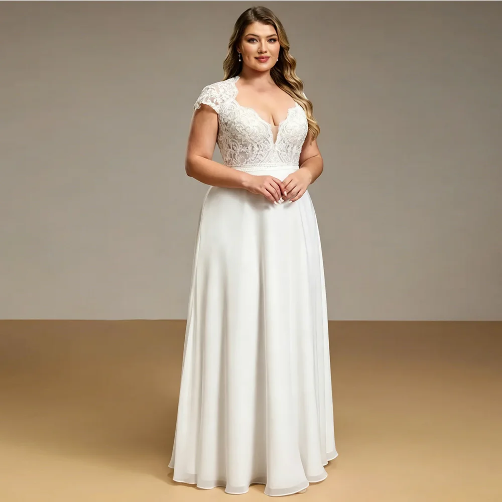 Plus Size Wedding Dresses For Bride Sweetheart Backless A-line Bridal Gowns Chiffon Beading Applique Brides dress Customized
Plus Size Wedding Dresses For Bride Sweetheart Backless A-line Bridal Gowns Chiffon Beading Applique Brides dress Customized
