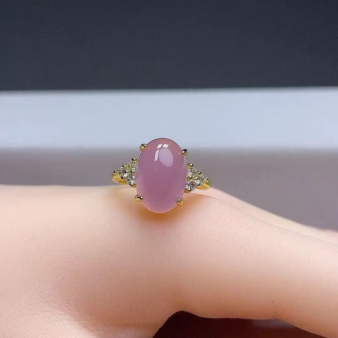 Natural ice transparent purple red chalcedony ring ice red jade inlay 1
Natural ice transparent purple red chalcedony ring ice red jade inlay 1