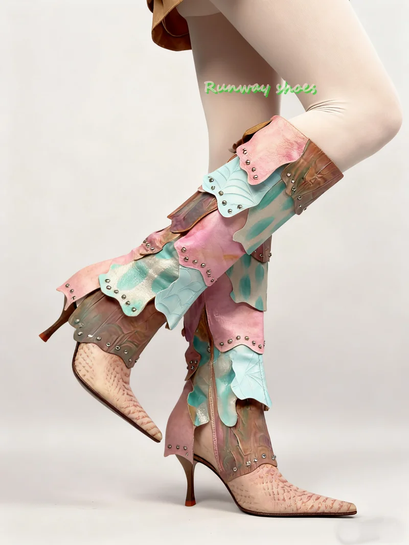 Розовые женские сапоги до колена с острыми цветными блоками, пикантные женские туфли на шпильке, роскошная женская обувь для банкета
Розовые женские сапоги до колена с острыми цветными блоками, пикантные женские туфли на шпильке, роскошная женская обувь для банкета