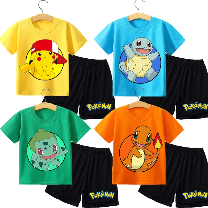 Pokemons Cute T-shirt Shorts Suit for Boys Girls Pikachu Cartoon Printed Short-sleeved Top Pants Set Kids Fashion Clothes Gifts
Pokemons Cute T-shirt Shorts Suit for Boys Girls Pikachu Cartoon Printed Short-sleeved Top Pants Set Kids Fashion Clothes Gifts
