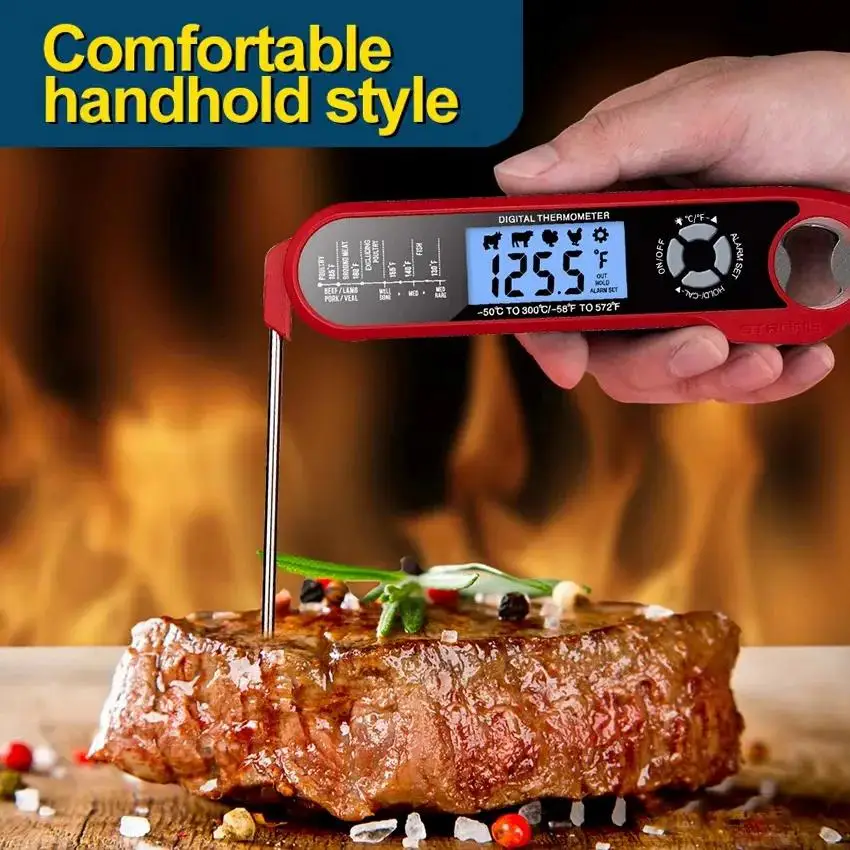 Digital Food Thermometer Dual-Probe Waterproof Large LCD Screen Alarm Prompt, Oven Meat Cooking and Grilling Rotating Probe
Digital Food Thermometer Dual-Probe Waterproof Large LCD Screen Alarm Prompt, Oven Meat Cooking and Grilling Rotating Probe