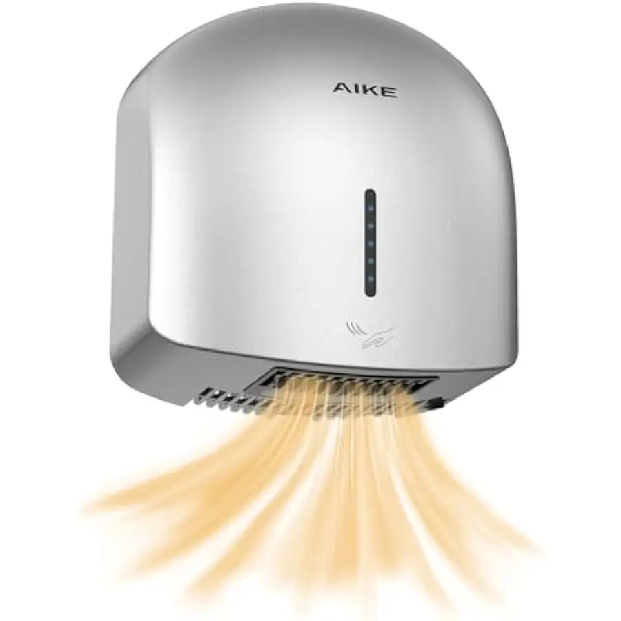 AIKE GentleAir Warm Hand Dryer,Low Noise Perfect for Home Bathrooms,Silver Cover AC110V-130V,Model AK2637
AIKE GentleAir Warm Hand Dryer,Low Noise Perfect for Home Bathrooms,Silver Cover AC110V-130V,Model AK2637