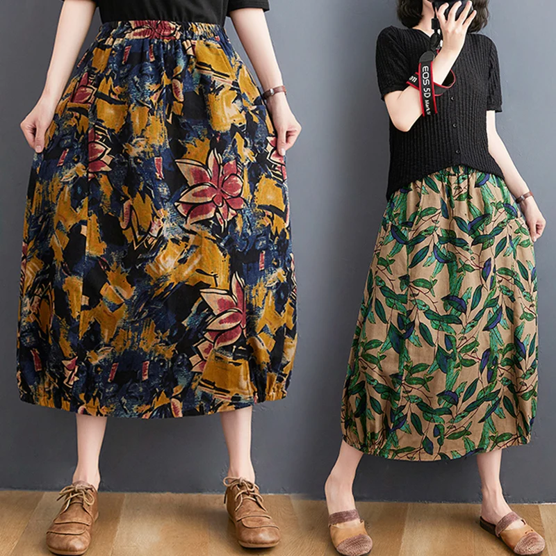 Хлопково-льняная юбка-миди трапециевидной формы с цветочным принтом, большие размеры, женская свободная юбка-фонарь, эластичная талия, скрывающая бедра
Хлопково-льняная юбка-миди трапециевидной формы с цветочным принтом, большие размеры, женская свободная юбка-фонарь, эластичная талия, скрывающая бедра
