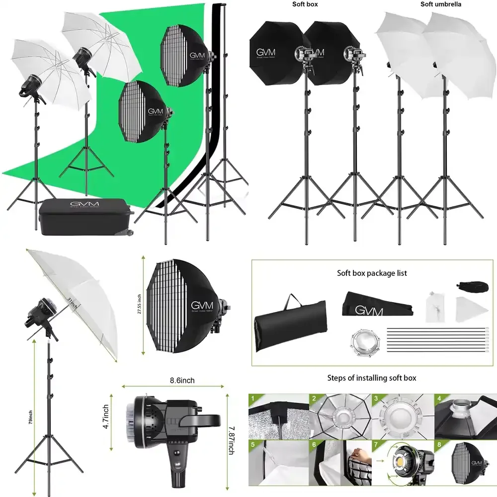 GVM Official P80S-II-4L Professional Photography Light Kit LED 4 Kit With Umbrellas Softboxe and Backdrop Photo Studio Set
GVM Official P80S-II-4L Professional Photography Light Kit LED 4 Kit With Umbrellas Softboxe and Backdrop Photo Studio Set