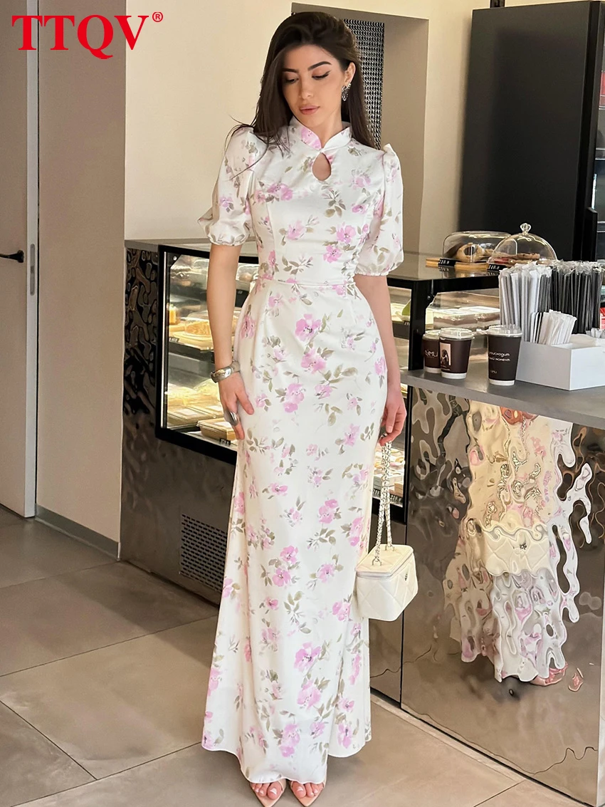 TTQV Fashion Slim Print Women's Dress 2026 Summer Stand Collar Short Sleeve Maxi Dresses Elegant Classic High Waist Female Dress
TTQV Fashion Slim Print Women's Dress 2026 Summer Stand Collar Short Sleeve Maxi Dresses Elegant Classic High Waist Female Dress