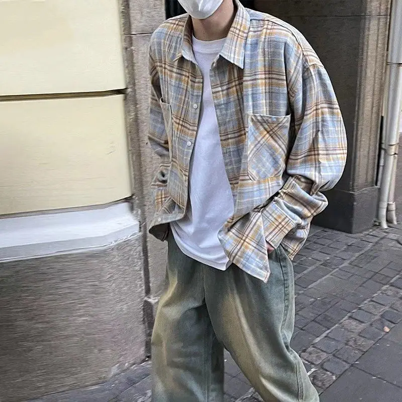 Spring and autumn plaid long-sleeved shirt ins American retro lazy loose couple casual shirt jacket tops for men y2k ins emo
Spring and autumn plaid long-sleeved shirt ins American retro lazy loose couple casual shirt jacket tops for men y2k ins emo