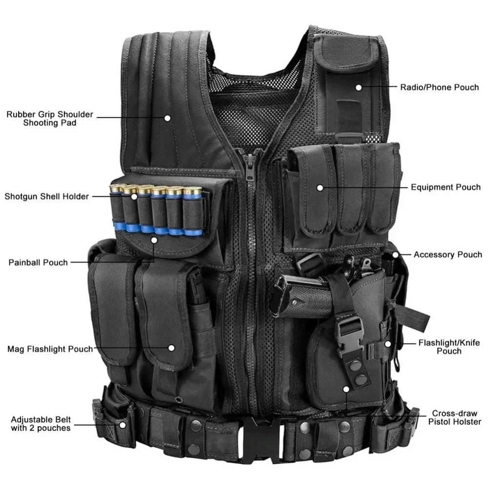 Adjustable Molle Tactical Vest Security Combat Body Armor Vests Security Hunting Army Outdoor CS Game Airsoft Training Jacket
Adjustable Molle Tactical Vest Security Combat Body Armor Vests Security Hunting Army Outdoor CS Game Airsoft Training Jacket