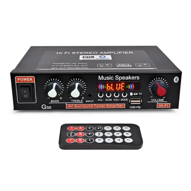 DC 12V G30 HIFI Bluetooth Car Audio Power Amplifier 2 Channel Radio Player Support SD / USB / DVD / MP3 with Remote Controller
DC 12V G30 HIFI Bluetooth Car Audio Power Amplifier 2 Channel Radio Player Support SD / USB / DVD / MP3 with Remote Controller