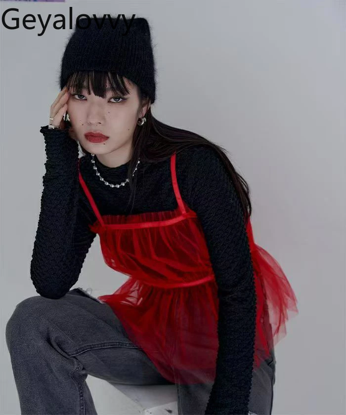 Japanese Style New Sexy Sheer See-through Outerwear Crop Tops Summer Sweet Girls Versatile Ruched See-through Camisole Top
Japanese Style New Sexy Sheer See-through Outerwear Crop Tops Summer Sweet Girls Versatile Ruched See-through Camisole Top